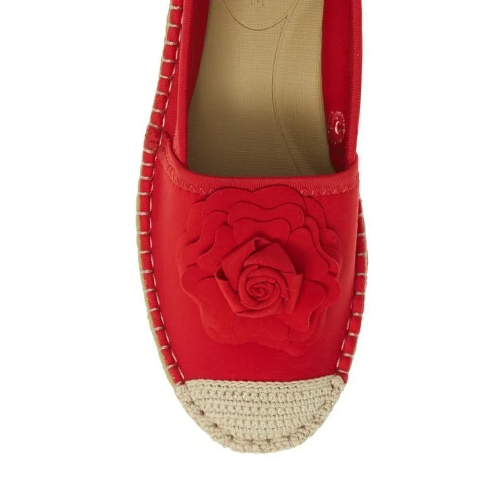 Taryn Rose Quincy Shiny Espadrille Red Sangria 6